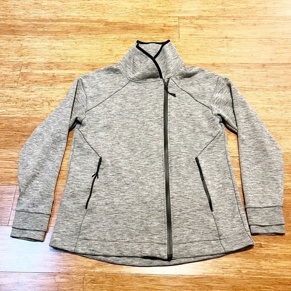 Champion Heathered Gray Asymmetrical Full Zip Sweatshirt Jacket w/ pockets. L